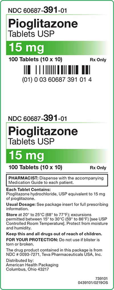 15 mg Pioglitazone Tablets Carton Label (0439101 0219os Pioglitazone Tab 15mg)